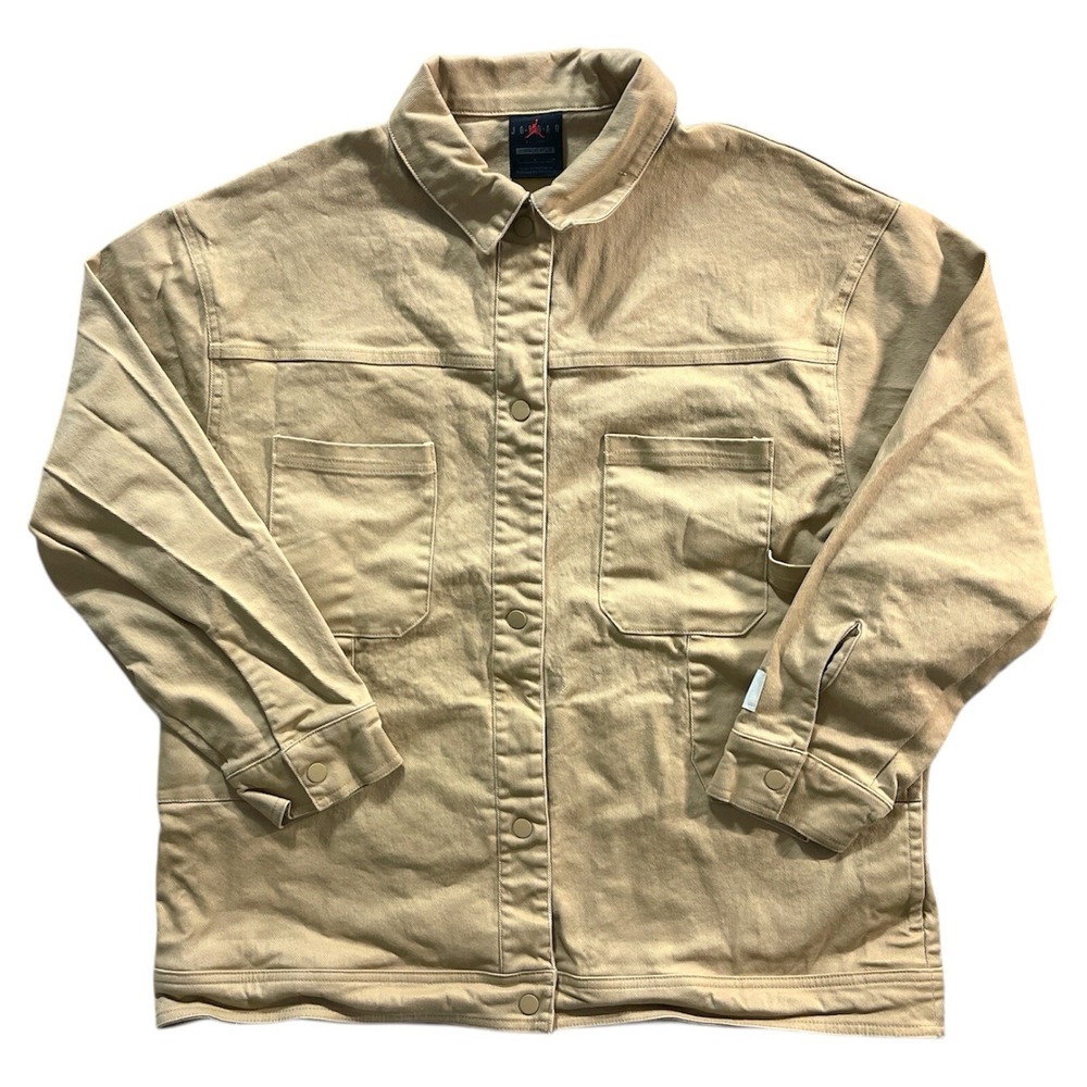 Jordan Denim Trucker Jacket Snap‎ Button Cotton Tan Men's Small